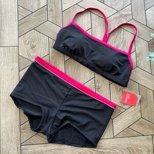 Danskin Black Bikini with Pink Trim